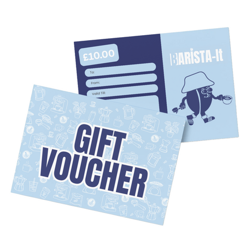 Gift voucher with blue and navy design featuring a character and text.