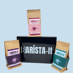 Barista-It coffee bags and packaging on a light blue background