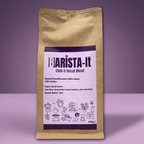 Barista-It Coffee bag labelled 'Barista-It' on a purple background