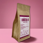 Coffee bag labeled 'Barista-It' on a pink background (Everyday-It blend)