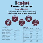 Ingredients label for hazelnut-flavoured syrup